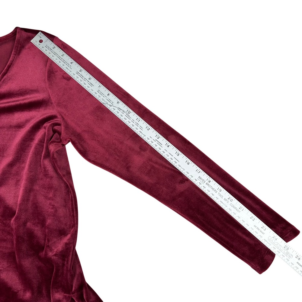 Pure Jill Burgundy Velvet V Neck Long Sleeve Tunic Top Petite M - Picture 5 of 8